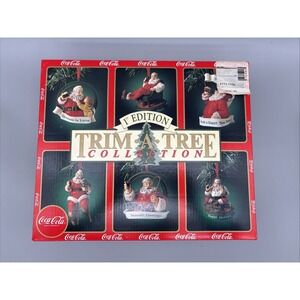 Coca Cola 1st Edition Trim A Tree Collection Set Of 6 Ornaments 1991 w/ Box, VTG